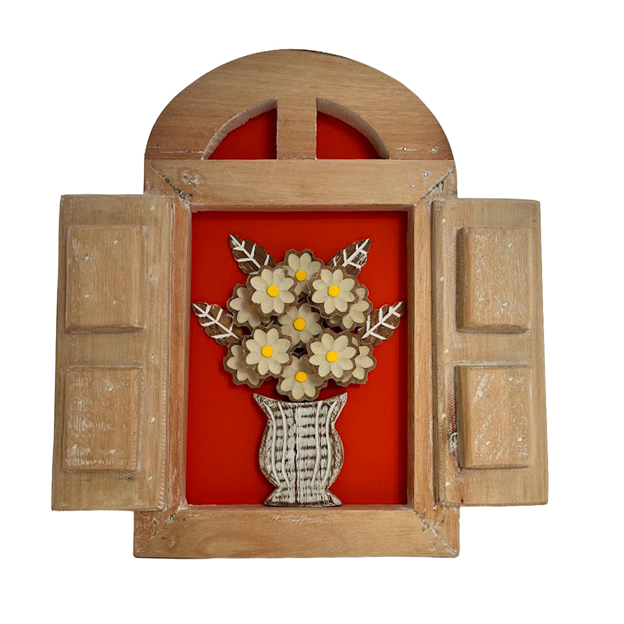 Quadro Decorativo Janelinha Com Flores