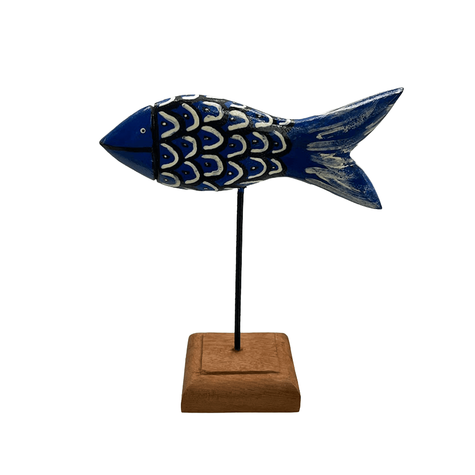 Peixe de Madeira Colorido com Base - galeria